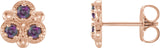14K Gold Round Lab-Grown Alexandrite Three-Stone Earrings - Rose Gold