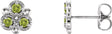 14K Gold Round Natural Peridot Three-Stone Earrings - White Gold