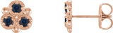14K Gold Round Lab-Grown Blue Sapphire Three-Stone Earrings - Rose Gold