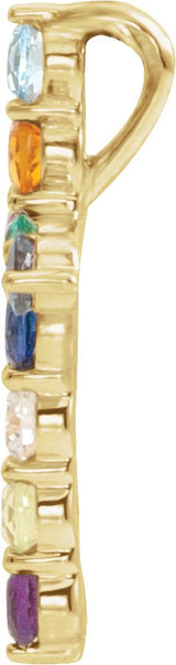 14K Gold Round Natural Multi-Gemstone Accented Cross Necklace or Pendant - Yellow Gold - view 2