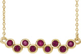 14K Gold Round Natural Ruby Bezel-Set Bar Necklace - Yellow Gold