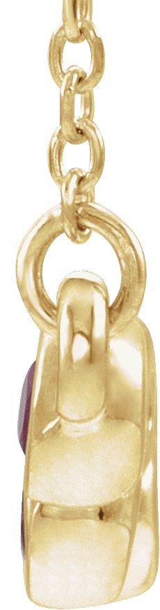 14K Gold Round Natural Ruby Bezel-Set Bar Necklace - Yellow Gold - view 2