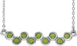 Platinum Round Natural Peridot Bezel-Set Bar Necklace