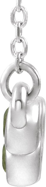 Platinum Round Natural Peridot Bezel-Set Bar Necklace - view 2