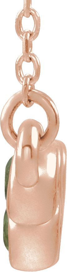 14K Gold Round Natural Peridot Bezel-Set Bar Necklace - Rose Gold - view 2