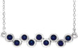 Platinum Round Lab-Grown Blue Sapphire Bezel-Set Bar Necklace