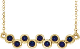 14K Gold Round Lab-Grown Blue Sapphire Bezel-Set Bar Necklace - Yellow Gold