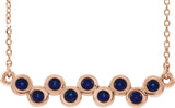 14K Gold Round Natural Blue Sapphire Bezel-Set Bar Necklace - Rose Gold