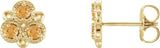 14K Gold Round Natural Citrine Three-Stone Earrings - Yellow Gold