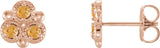 14K Gold Round Natural Citrine Three-Stone Earrings - Rose Gold