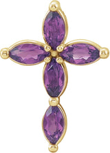 14K Gold Marquise Lab-Grown Alexandrite Cross Necklace or Pendant - Yellow Gold