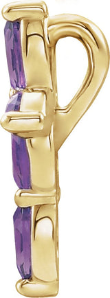 14K Gold Marquise Lab-Grown Alexandrite Cross Necklace or Pendant - Yellow Gold - view 2