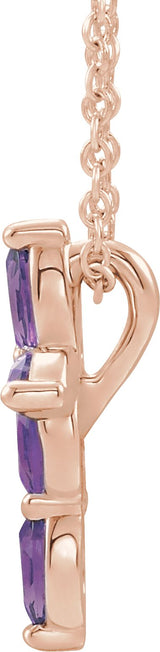 14K Gold Marquise Lab-Grown Alexandrite Cross Necklace or Pendant - Rose Gold - view 2