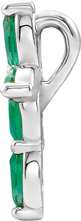 Platinum Marquise Lab-Grown Emerald Cross Necklace or Pendant - view 2