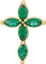 14K Gold Marquise Natural Emerald Cross Necklace or Pendant - Yellow Gold