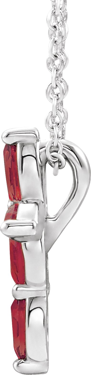 Platinum Marquise Natural Ruby Cross Necklace or Pendant - view 2