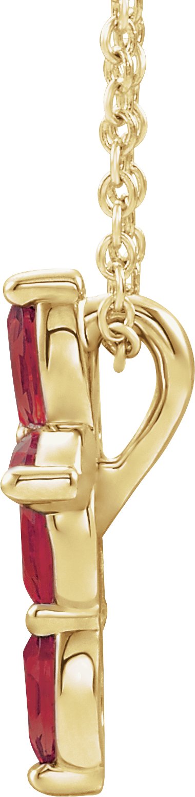 14K Gold Marquise Natural Ruby Cross Necklace or Pendant - Yellow Gold - view 2