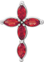 14K Gold Marquise Lab-Grown Ruby Cross Necklace or Pendant - White Gold