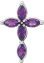 Platinum Marquise Natural Amethyst Cross Necklace or Pendant