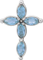 Platinum Marquise Natural Aquamarine Cross Necklace or Pendant