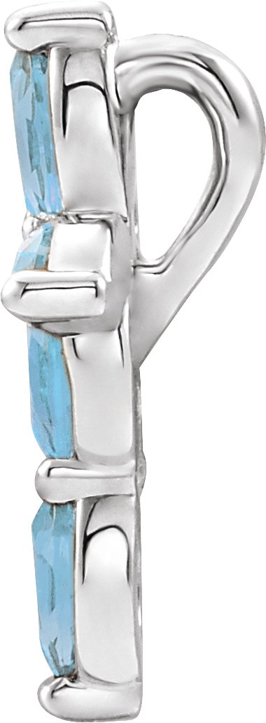 Platinum Marquise Natural Aquamarine Cross Necklace or Pendant - view 2