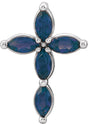 Platinum Marquise Natural Blue Sapphire Cross Necklace or Pendant