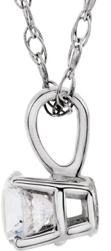 14K Gold Round Natural Diamond Youth Birthstone Necklace or Pendant - White Gold - view 2