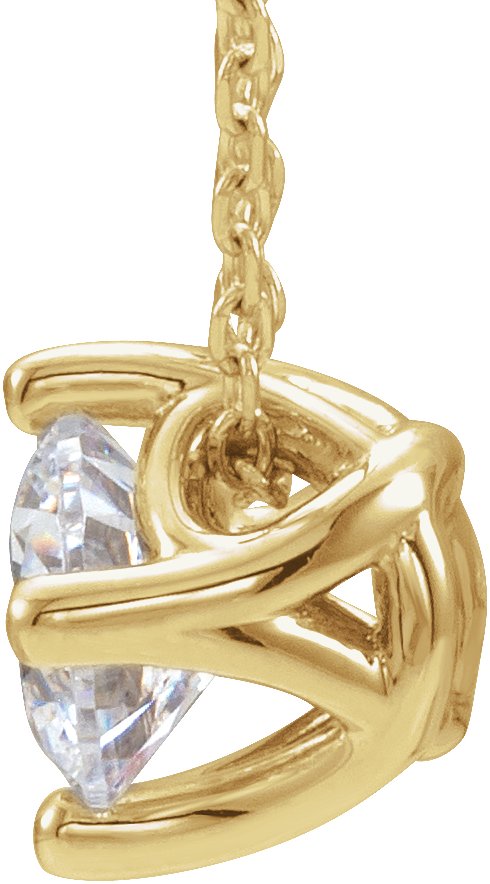 14K Gold Round Natural White Sapphire Solitaire Necklace or Slide Pendant - Yellow Gold - view 2