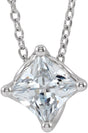 Platinum Square Natural Diamond Solitaire Necklace or Slide Pendant
