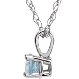 14K Gold Round Natural Aquamarine Youth Birthstone Necklace or Pendant - White Gold - view 2