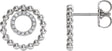 14K Gold Round Natural Diamond Beaded Circle Earrings - White Gold