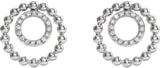 14K Gold Round Natural Diamond Beaded Circle Earrings - White Gold - view 2