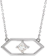 Platinum Square Natural Diamond Geometric Necklace