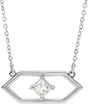 Platinum Square Natural Diamond Geometric Necklace