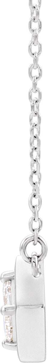 Platinum Square Natural Diamond Geometric Necklace - view 2