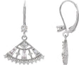 14K Gold Round Natural Diamond Fan Earrings - White Gold