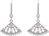14K Gold Round Natural Diamond Fan Earrings - White Gold - view 2