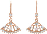 14K Gold Round Natural Diamond Fan Earrings - Rose Gold - view 2