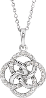 Platinum Round Natural Diamond Five-Fold Celtic-Inspired Necklace or Pendant
