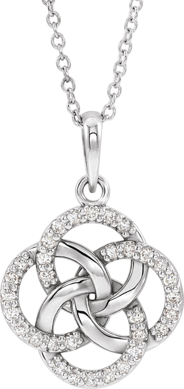 Platinum Round Natural Diamond Five-Fold Celtic-Inspired Necklace or Pendant