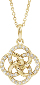 14K Gold Round Natural Diamond Five-Fold Celtic-Inspired Necklace or Pendant - Yellow Gold
