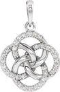 14K Gold Round Natural Diamond Five-Fold Celtic-Inspired Necklace or Pendant - White Gold