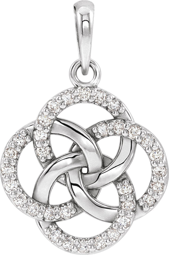 Platinum Round Natural Diamond Five-Fold Celtic-Inspired Necklace or Pendant