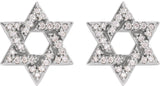 Platinum Round Natural Diamond Star of David Earrings - view 2