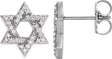 Platinum Round Natural Diamond Star of David Earrings