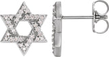 Platinum Round Natural Diamond Star of David Earrings