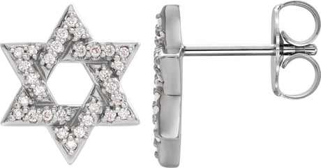 Platinum Round Natural Diamond Star of David Earrings