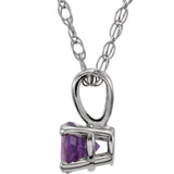 14K Gold Round Amethyst Youth Birthstone Necklace or Pendant - White Gold - view 2