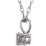 14K Gold Round Alexandrite Youth Birthstone Necklace or Pendant - White Gold - view 2