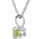 14K Gold Round Natural Peridot Youth Birthstone Necklace or Pendant - White Gold - view 2